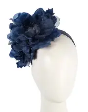 Navy silk flower fascinator headband Fillies Collection Made in Australia