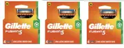 Gillette Fusion 5 Razor Orange Blades New & Sealed 3 X Pack 4 (12 units/blades)