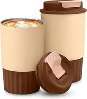 12oz Stainless Steel Coffee Tumbler, 350ml Travel Coffee Mug, Insulated Coffee Mug with Lid, Spill Proof Coffee Cup, Portable Thermal Mug, Reusable Coffee Cup for Hot and Cold water bottle (coffee)