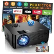 Projector with 5G WiFi and Bluetooth, Native 1080P Projector[Projector Screen