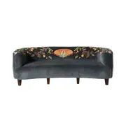 Freya Embroidered Sofa Blue Velvet