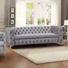 Jacques 3 Seater Grey in Premium Velvet Fabric Gorgeous Button Tufted Sofa