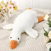 Goose Stuffed Animal Giant Cute White Duck Stuffed Animals Huge Soft Hugging Plush Duck Goose Big Sleeping Animal Body Pillow Toy (19.7 Inch)