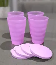 Tupperware Large Impressions 16 ounce Tumblers Set of 4 New !!!!!!
