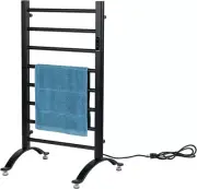 Freestanding Black Carbon Steel Towel Warmer Rack, Electric Towel Warming Holder