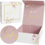3 Pack Bridesmaid Proposal Box Magnetic Closure Floral Design & Gold Foil