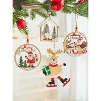 在飛比找ETMall東森購物網優惠-新款圣誕節裝飾木質掛件卡通圣誕老人雪人掛飾北歐卡通圣誕樹吊飾
