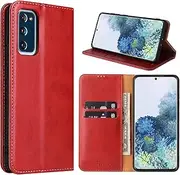 [GoshukunTech] Case for Galaxy S20 FE,for Samsung S20 FE 5G Wallet Case[6.5 inch] Magnetic Wallet Case Leather Flip Folio Cover with Card Slots for Samsung Galaxy S20 FE/S20 FE 5G -Red