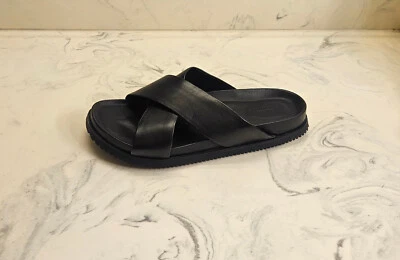 New! Allen Edmonds 'Del Mar' Slide Sandals Black Leather Mens 9.5 D MSRP $195