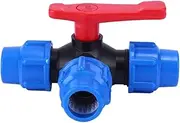 Ball Valve Shut Off Kit, 20mm/25mm/32mm/40mm/50mm/63mm PE Pipe Quick Connect Three-Way PVC T-Shaped Compression Joint for Water Pipes