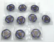 Lego 10 New Trans-Purple Ring with Center Triangle with Gold Bands and Triangle