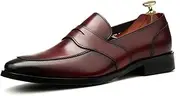 [Generic] Men's Shoes Mens Leather Shoes Wedding Oxford Shoes Handmade Mens Leather Dress Shoes Formal Shoes,Red,41
