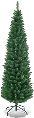 , Green Artificial Pencil Christmas, Premium Hinged Pine Tree with Solid Metal L