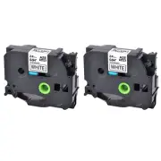 2×Label Tape Black on White Compatible with Brother tz tze FX251 P-Touch 0.94"