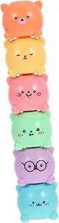 KICHOUSE 1Set Cute Bear Highlighter Stackable Pastel Markers for Students Daily Accessories for Journaling Color Coding and Note Taking Comfortable Grip for Effortless Writing