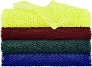 4 Pieces African Net Bath Sponge African Exfoliating Long Net Sponge Exfoliating Shower Body Scrubber Skin Smoother for Daily Use(Red, Dark Green, Blue, Yellow, 25.6 x 7.9 inch)