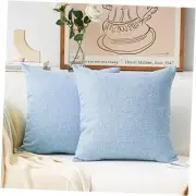 Lined Linen Cushion Covers Set of 2 18" x 18" (Pack of 2) Light Blue