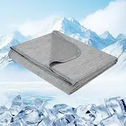 Danctec Cooling Blanket for Night Sweats, Summer Throw for Hot Sleepers, Q-Max>0.45 Cool Fiber for Bed Couch Sofa Travel Adult Kids, Lightweight, Comfort, Thin, Twin/Single Size, 150x200cm, Grey