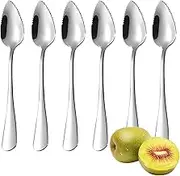 6 PCS Grapefruit Spoon, Dessert Spoon Stainless Steel,with Serrated Edge Stainless Steel Fruit Scraping Spoon Stainless Steel Serrated Spoon for for Kiwi, Dessert, Apple, Citrus Fruit