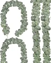 JLHOUSE 7029 2pcs Artificial Eucalyptus Garland with Willow Leaves 6.36feet Fake Greenery Vines Swag for Wedding Table Runner Door Ways Decoration Indoor Outdoor