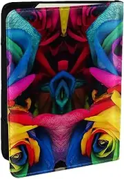 [JEJEA] Rainbow Rose Print Travel Organizer Credit Cards Case Passport BookPassport Holder Cover Wallet forTraveling,, Black, One Size