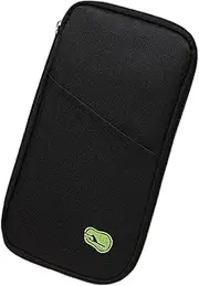 [Diffaxy] Passport Bag, Passport Organiser with Large Capacity, Portable Passport Holder for Family, Travel Document Bag for ID Card, Ticket, Pen (Black), black, 25.5 x 14 x 2cm, Classic