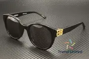 BALENCIAGA BB0134SA 001 Oval Panthos Black Gold Grey 55 mm Women's Sunglasses