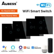 AUBESS Tuya WiFi EU Smart Touch Light Switch 1/2/3/4 Gang Smart Home Wall Button