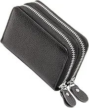 [BESTYASH] Men's Wallet Double Zipper 10 Card Slots Slot 1 Coin Pocket Quality Leather Sturdy Organized Travel Purse Random Color