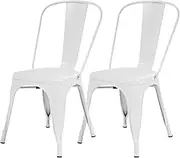FDW Metal Dining Chairs Set of 2 Modern Patio Chair 18 Inch Indoor Outdoor Chairs Kitchen Chairs Metal Chairs Restaurant Chair Seat Height Metal Stackable Chair 330 LBS Weight Capacity