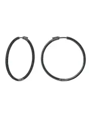 [SALLY SKOUFIS] Pursuit Pave Diamond Hoops in Black