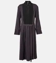 [Joseph] Joseph Pleated wool and silk midi dress AU 10 purple