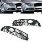 Fog Lamp Grill 2pcs Front Foglight Grille Left Right Mesh Style Glossy