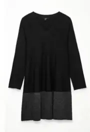 COS Metallic Panel A-Line Cotton Wool Knit V-neck Shift Dress Sz S oversized