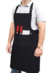 Men Women Large Cotton Apron with 2 Front Pockets and Adjustable Neck Strap