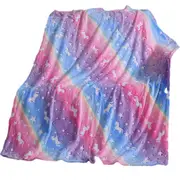 Fleece Blanket Glow in the Dark Large Sofa Throw Soft Warm Faux Fur Mink Kids AU 130*160CM~Colorful Unicorn Model