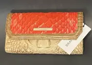 Brahmin Soft Checkbook Wallet CANDY CARLISLE Tri-Texture Croc Snake Red New $275
