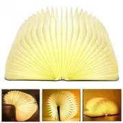 Novelty Portable Folding Wooden Book Lamp USB Rechargeable Desk Night Light (Brown)