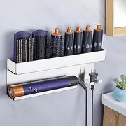 XILIMEN Hair Dryer Holder, Storage for Curling Iron Accessories, Straightener Wall Mounted Rack Bracket Stand With Adhesive, Stainless Steel Organizer for Home Bath