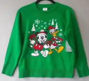 Disney Mickey Mouse Donald Duck Christmas Sweater Kids Boy Girl sz Med 7 8 NWT