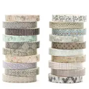 20 Rolls Skinny Vintage Washi Tape Set Retro Arts Adhesive Tapes Basic Patterns