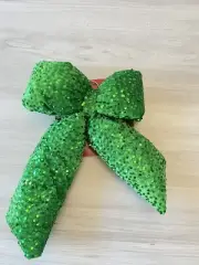 Large Christmas Tree Topper Bow Green sequins Ribbon Gift Tik Tok Viral NWT