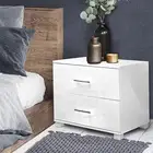 Bedside Table with 2 Drawers, Gloss Side Bed Side Tables Night Stand End Table,