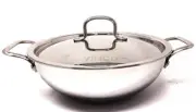 Vinod Platinum Triply Stainless Steel Extra Deep Kadai W Lid - 24cm 3.3ltrs