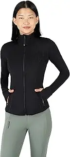 [90 Degree by Reflex] Full Zip Running Track Jacket Lightweight Athletic Slim Fit Jacket with Thumbholes, Black Fleece Lined, X-Large