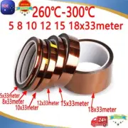 5 8 10 12 15 18mm x 33M Heat Resistant High Temperature Kapton Tape Polyimide OZ