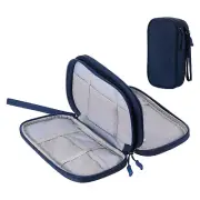 Electronic Organizer Case Travel Bag Double Layer Navy 190x110x55mm