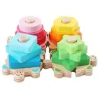 Four Column Wooden Construction Toys Building Blocks Geometric Board Puzzle