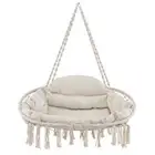 Swing Chair Hand-Woven Rope Hanging Hammock Chair Folding Metal Frame Hold 150KG
