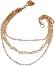 [Generic] Boho Rhinestone Tennis Anklet Bracelet Layered Crystal Ankle Bracelet Multilayer Rhinestone Chain Anklet Vintage Anklet Foot Chain Jewelry for Women and Girls
